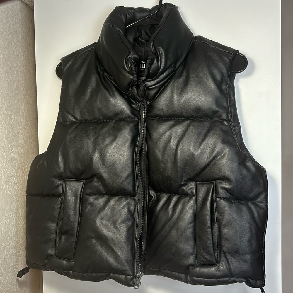 Vegan leather puffer vest